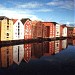 Old warehouses along Nidelven river in Trondheim city