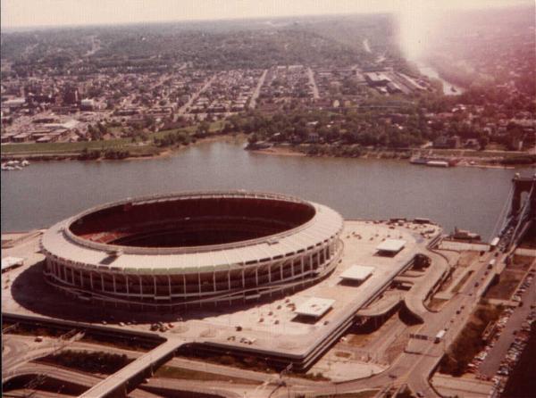 Riverfront Stadium, aka Cinergy Field 1970-2002  Baseball park, Baseball  training, Baseball hitting