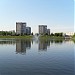 Фонтан в Люблинском пруду в городе Москва