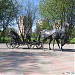 Скульптурная композиция «Ямщик и двойка лошадей» в городе Долгопрудный
