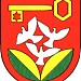 Halle-Neustadt s Eingangsschild aus Stein mit Wappen in Stadt Halle (Saale)