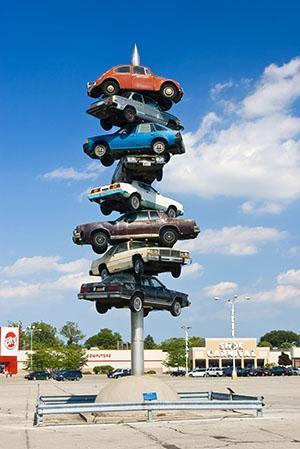 sculpture spindle automobile berwyn illinois monuments arizona typepad american nebraska alliance cermak shopping center roadside modern cars disappeared object layer