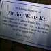 Memorial plaque to Sir Roy Watts