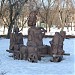 Детская игровая площадка с интересными скульптурными композициями в городе Москва