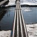 Мост теплотрассы через реку Яузу в городе Мытищи