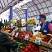 Vegetable and fruit stalls of Komarovsky market in Minsk city
