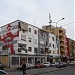 Painted building by the Ring Road in Tirana city