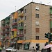 Partly painted building in Tirana city