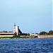 Spillway dike, overflow weir and the state border on the dike in Narva city