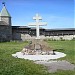 Memorable cross on a place of the Annuncation cathedral in Pskov city