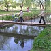 Деревянный пешеходный мост в городе Москва