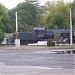 Old steam locomotive with museum in a carriage. in Melitopol city