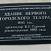 Памятная доска «Здание первого городского театра» в городе Екатеринбург