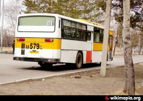 101 автобус в Хабаровске - маршрут на карте c остановками.