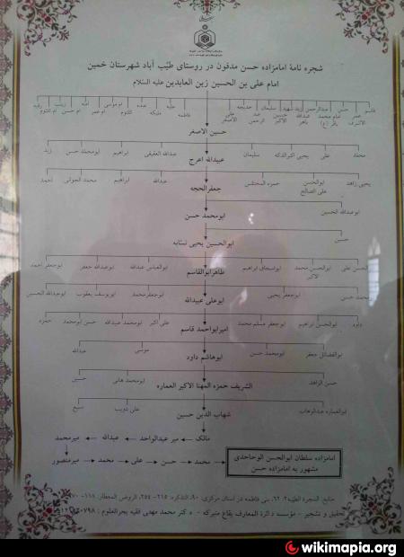 شجره نامه امامزاده حسن(ع) در طیب آباد خمین