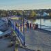 Пешеходный мост-переход на остров Юность в городе Иркутск