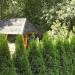 Wooden summerhouse with a swing