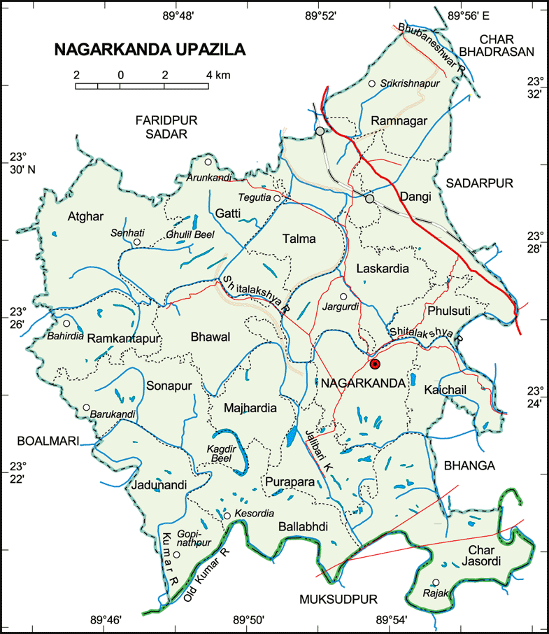 Faridpur Sadar Upazila Map Nagarkanda Upazila Hq