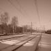 Railway crossing in Udelnaya city