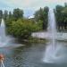 Фонтаны в реке в городе Аша