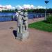 'Boy and Cat' sculpture in Vyborg city