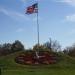 Clock and Flag at the Belle Isle Park entrance in Detroit, Michigan city