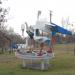 Statue of big white birds in Mariupol city