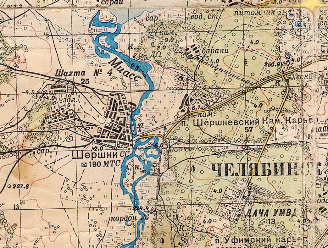 Карта глубин шершневского водохранилища Старица реки Миасс - Челябинск