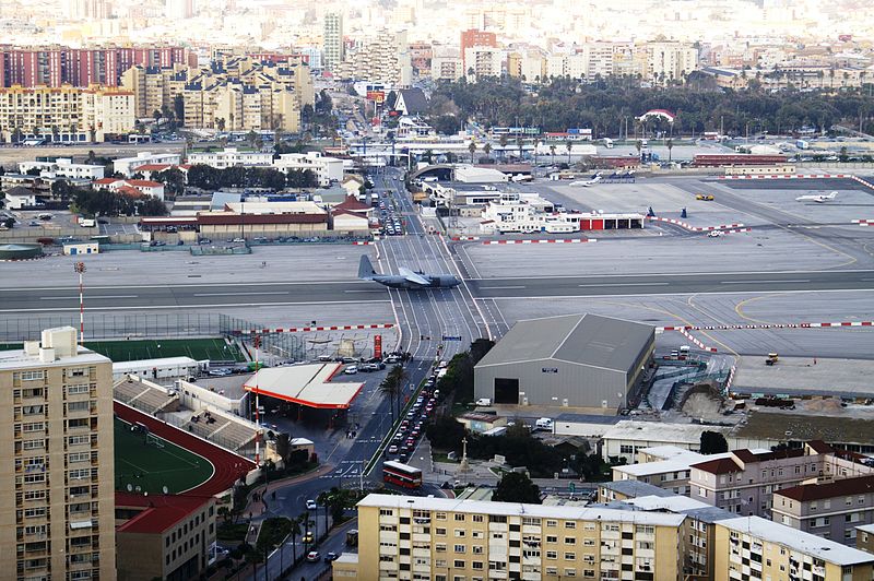 Winston Churchill Avenue crosses Gibraltar Airport Runway