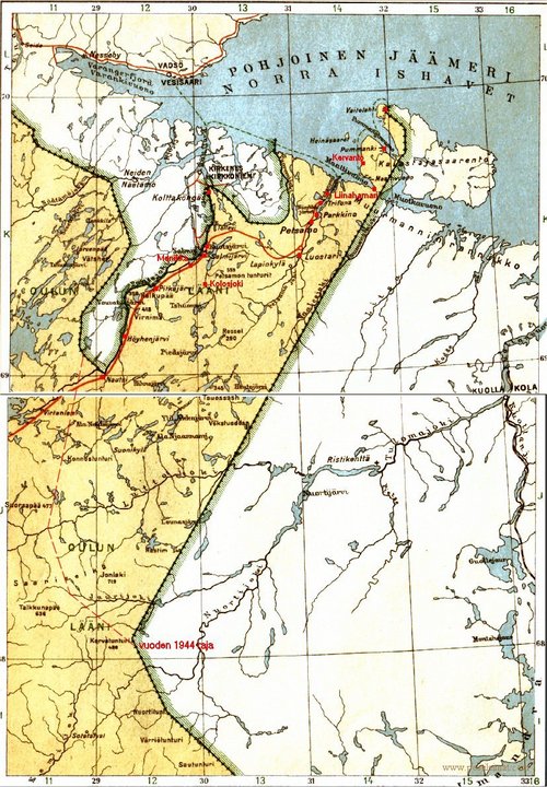 The Finnish-Russian border line from 1920-1944