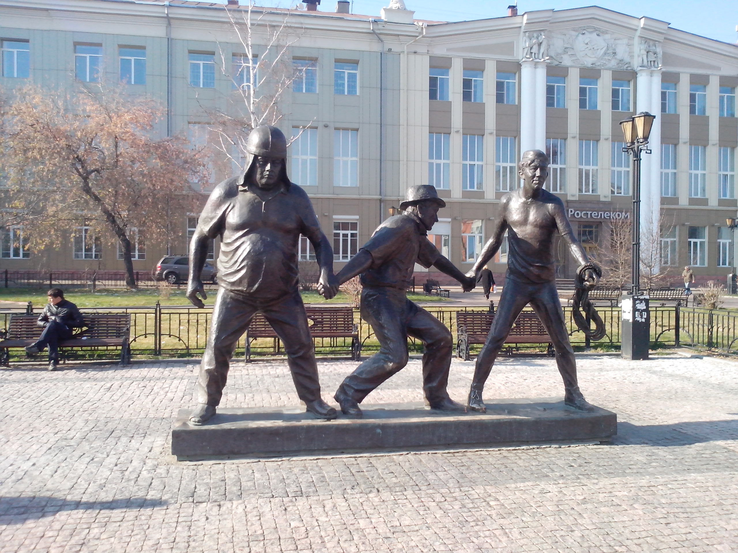 Sculptures of heroes of famous Soviet movie 