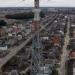 Переходная опора ВЛ 330 кВ в городе Новая Каховка