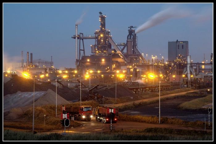 The Tata Steel steelworks in IJmuiden, Velsen, North Holland