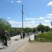 Pedestrian and bicycle bridge in Riga city