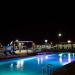 Pedestrian bridge over swimming pool