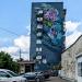 Mural with the image of a bird in the colors