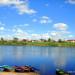 Floating bridge via West Dvina river.