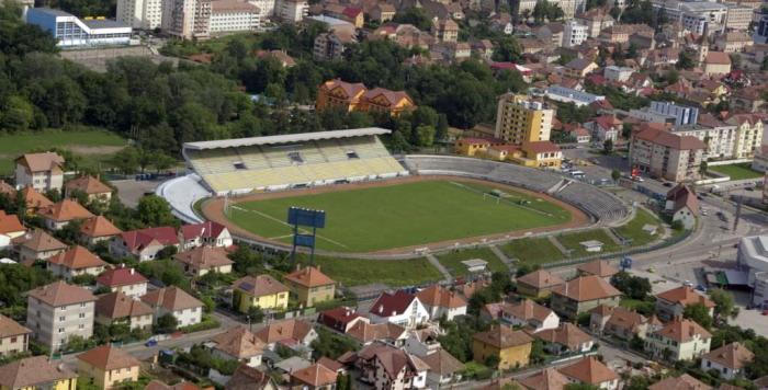 Sibiu Municipal Stadium  building/structure currently being  renovated/restored/reconstructed, football / soccer stadium, stadium stand,  1980s construction, 1920s construction