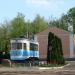 Soviet Kh tramcar as monument in honor of the 110th anniversary of the opening of the tramway in Vitebsk in Viciebsk (Vitebsk) city