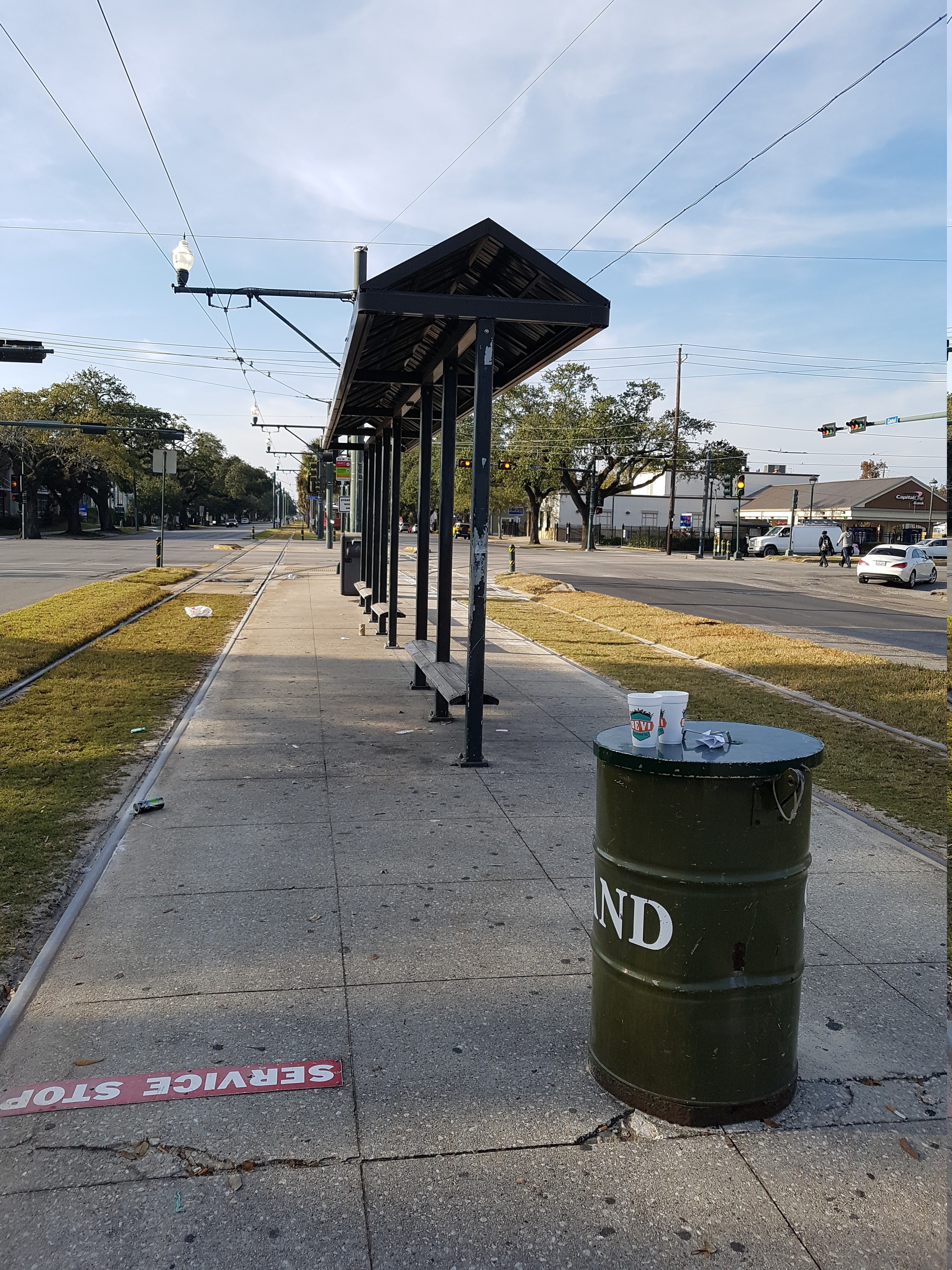 "Canal at S. Carrollton" streetcar stop New Orleans, Louisiana tram