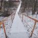 Пешеходный металлический мост с лестницей в городе Сергиев Посад