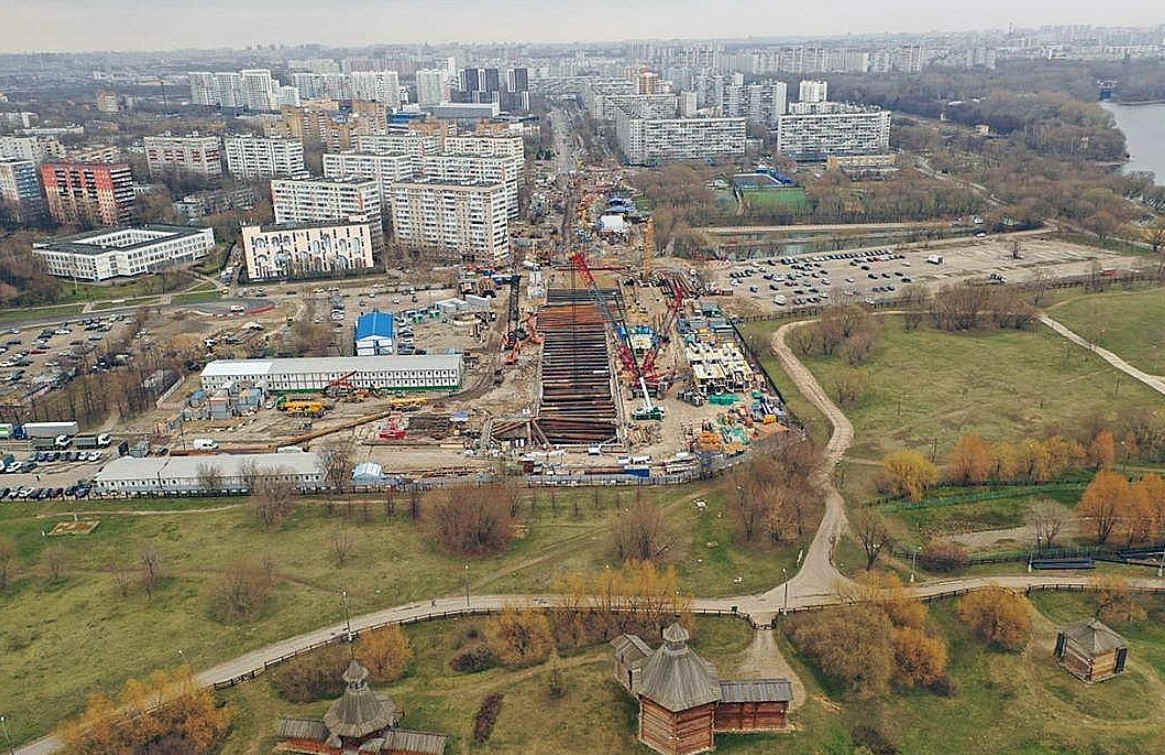 Строительная площадка станции метро «Кленовый бульвар» Бирюлёвской ...