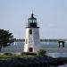 The Newport Harbor Light aka the Goat Island Light or Green Light in Newport, Rhode Island city