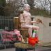 Monument to naked Putin on a golden toilet in Prague city