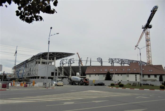 Sibiu Municipal Stadium  building/structure currently being  renovated/restored/reconstructed, football / soccer stadium, stadium stand,  1980s construction, 1920s construction