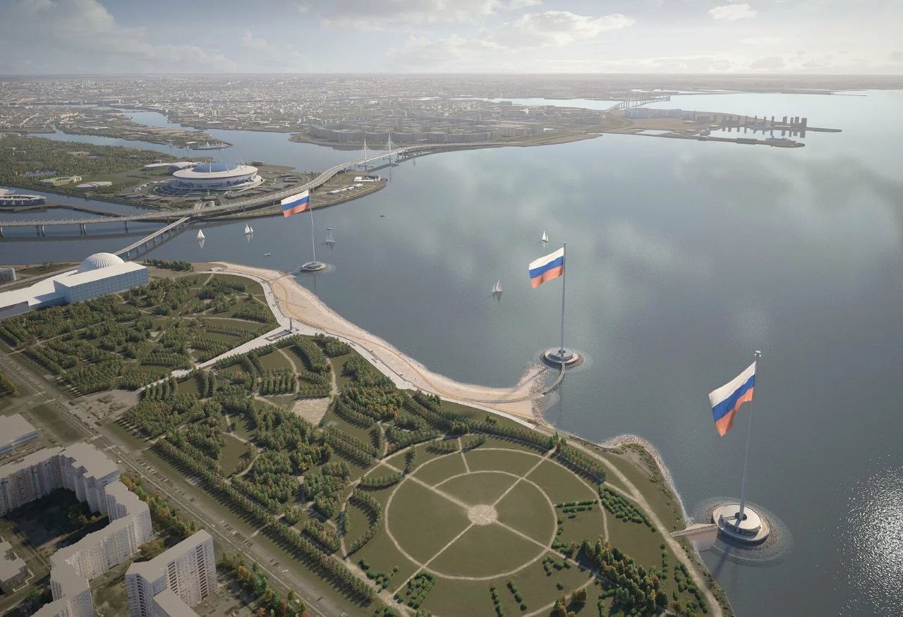Флагшток с флагом Российской Федерации - Санкт-Петербург