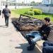 Сгоревший овощной и фруктовый торговый киоск «Фуд Сити» в городе Москва