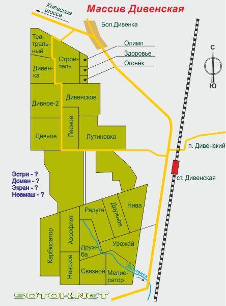 Карта садоводство дивенская