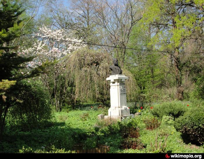 Statue of professor Dimitrie Brandza, founder of the Botanical Garden ...