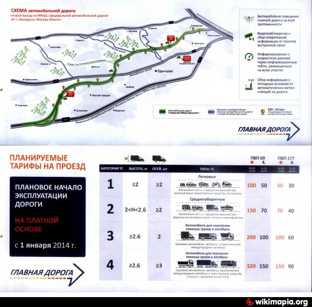 Платная дорога на минском шоссе схема стоимость